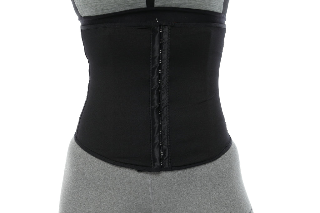 Vista lateral de cinturilla de látex larga Mi Care, compresión completa de abdomen.