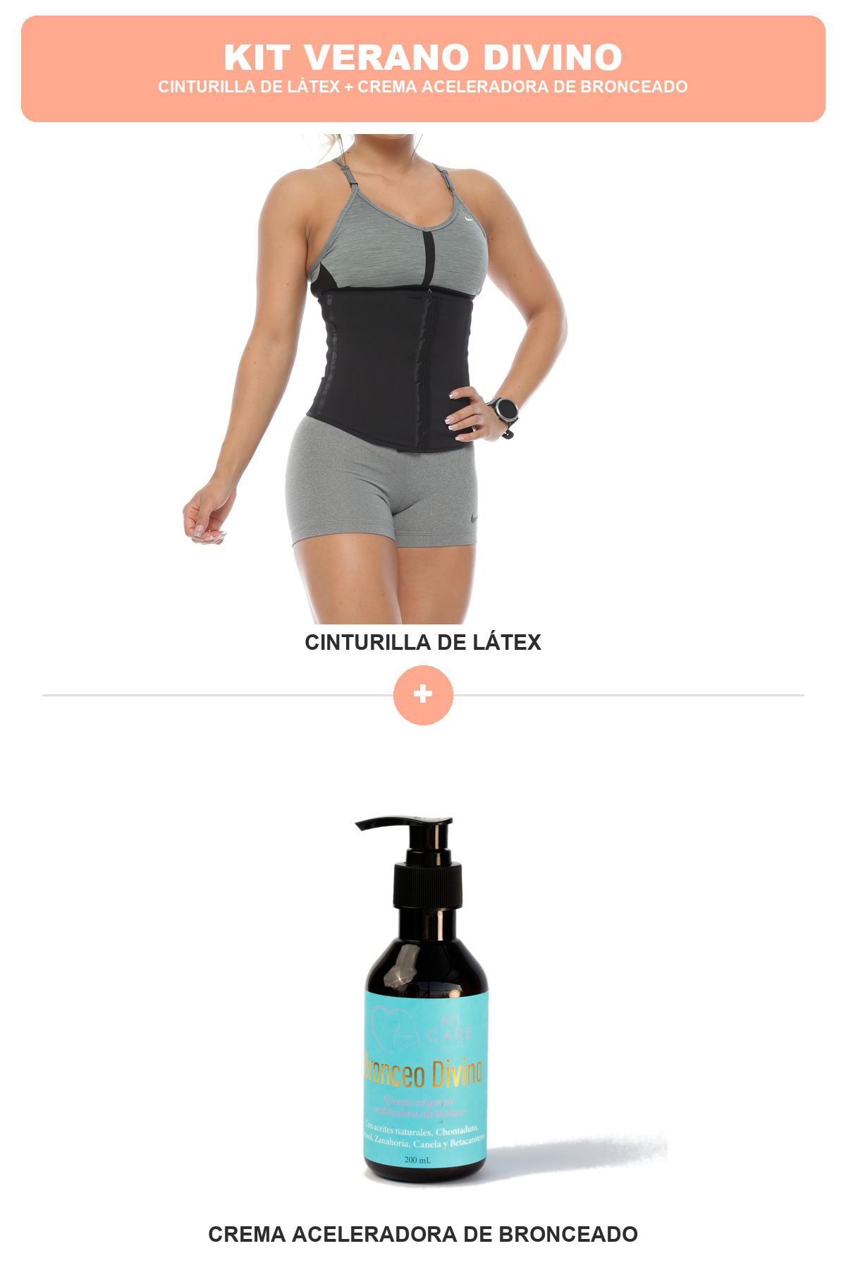 Kit Verano Divino: Cinturilla de Látex + Crema Aceleradora de Bronceo